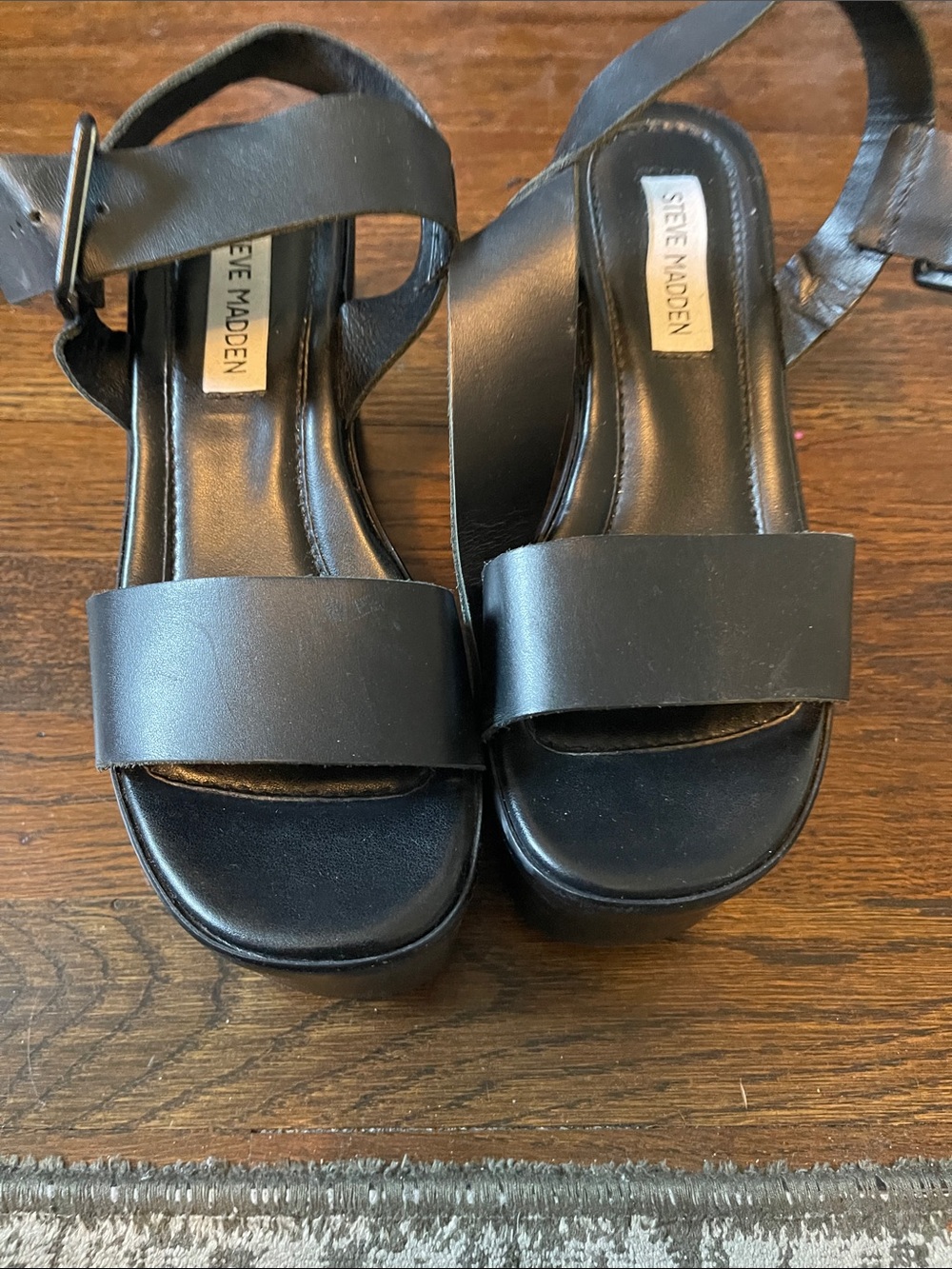 Steve Madden Black Platform Sandals with Ankle Strap